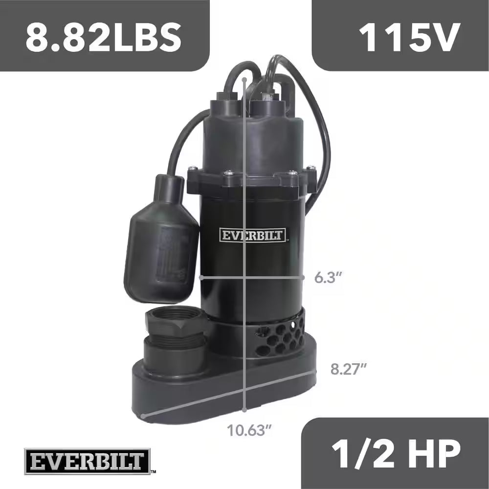 1/2 HP Aluminum Submersible Sump Pump Tether Switch