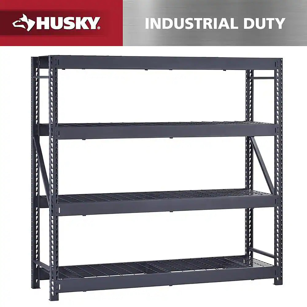 4-Shelf Metal Industrial Duty Freestanding Garage Storage Shelving Unit in Black (77 In. W X 72 In. H X 24 In. D)