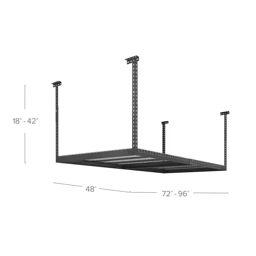 Versarac Gray Adjustable Steel Overhead Garage Storage Rack (48 in W X 96 in D)