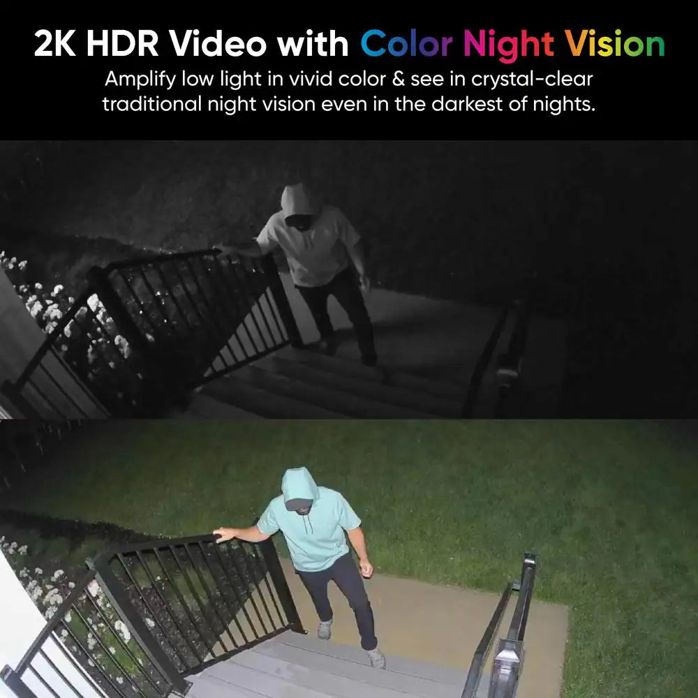 Battery Cam Pro 2-Pack, Wireless Indoor/Outdoor Home Security Camera, 2K HD Color Night Vision and Built-In Spotlight