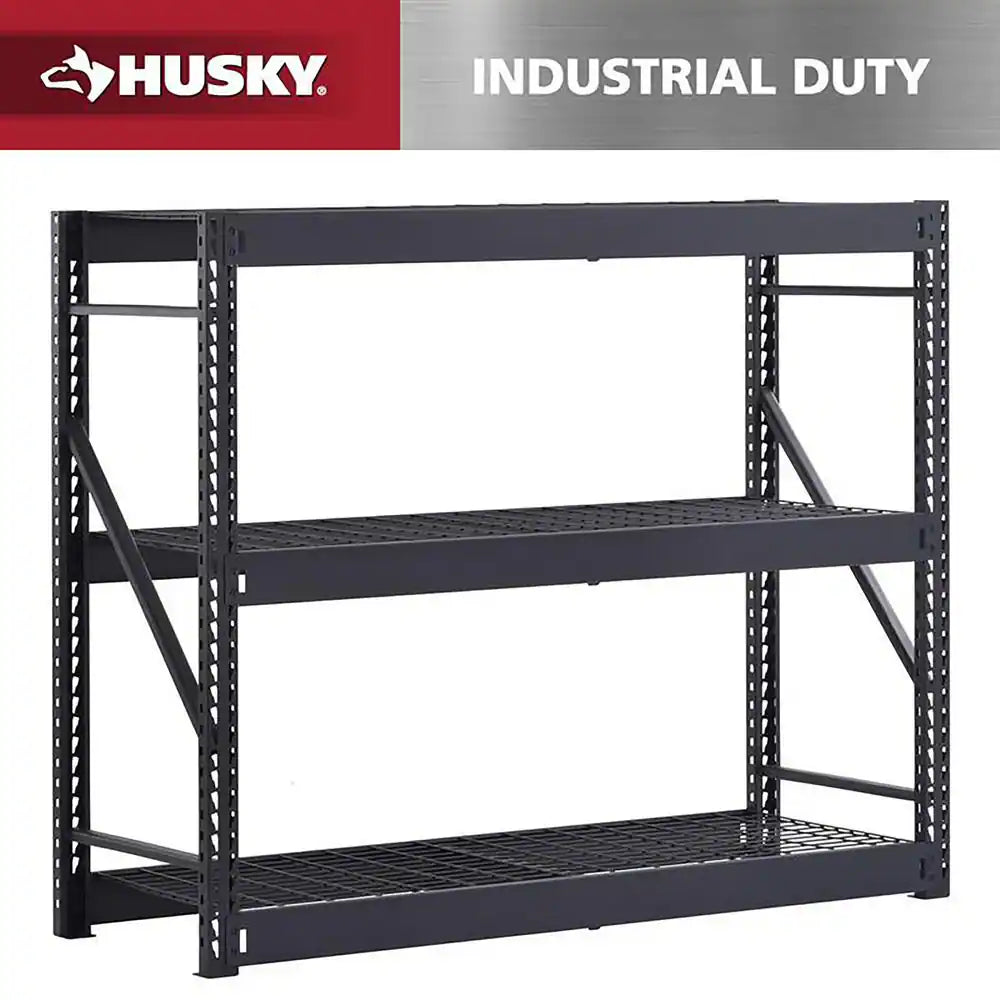 4-Shelf Metal Industrial Duty Freestanding Garage Storage Shelving Unit in Black (77 In. W X 72 In. H X 24 In. D)