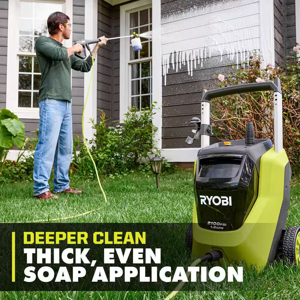 2100 PSI 1.2 GPM Cold Water Corded Electric Pressure Washer with Foamer and 4 Oz. Pump Protector