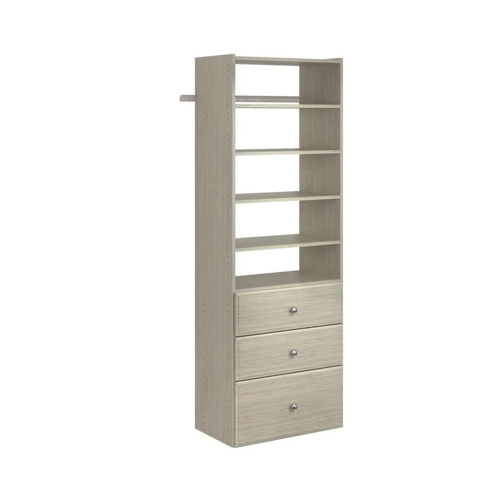 Premier 25 In. W Classic White Tower Unit Wall Mount 6-Shelf Wood Closet System