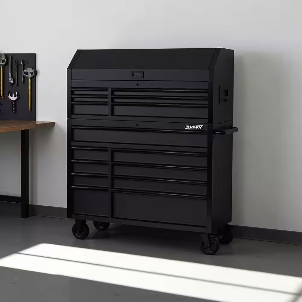 Tool Storage 52 In. W X 20 In. D Heavy Duty Rolling Tool Chest Combo in Matte Black