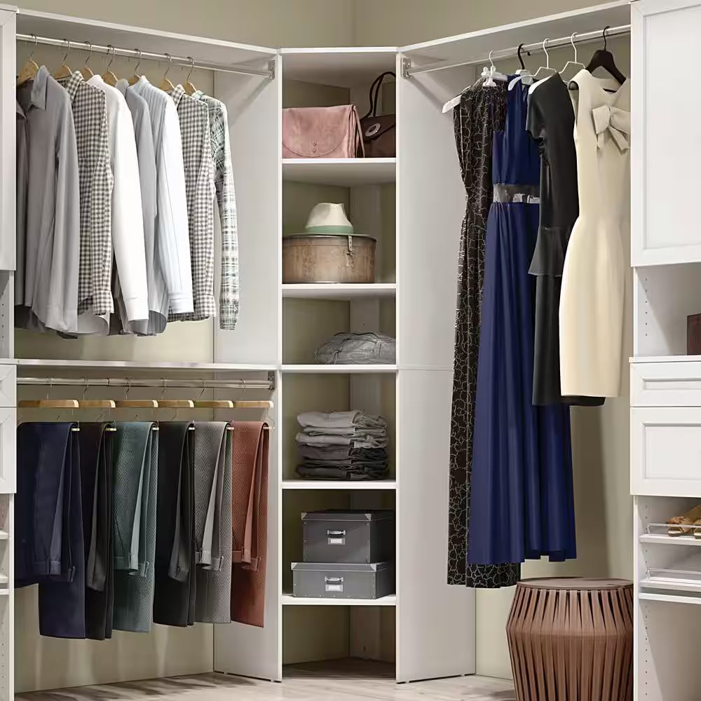 Style+ 25 In. W White Corner Wood Closet Tower