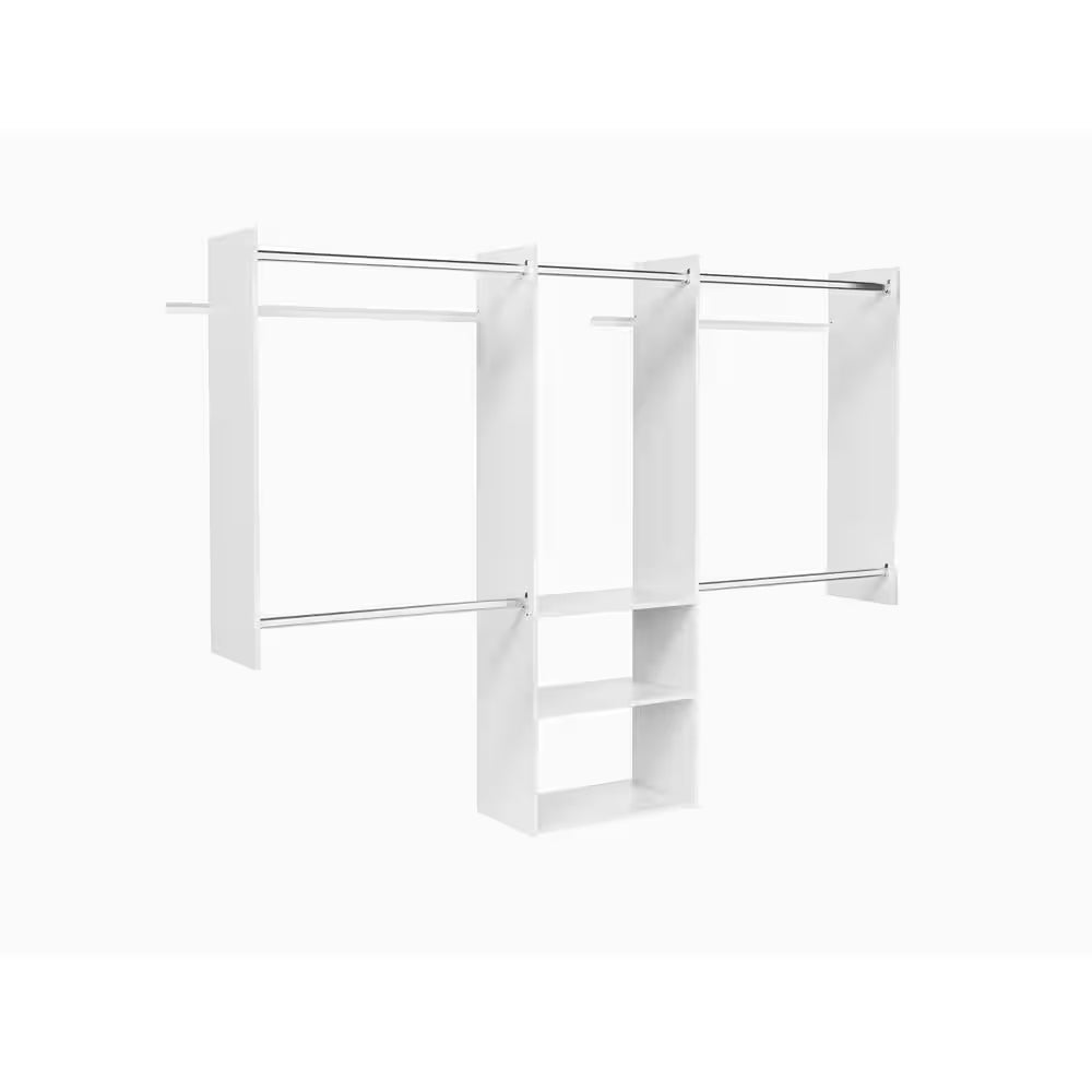 Deluxe 60 In. W - 96 In. W White Wood Closet System