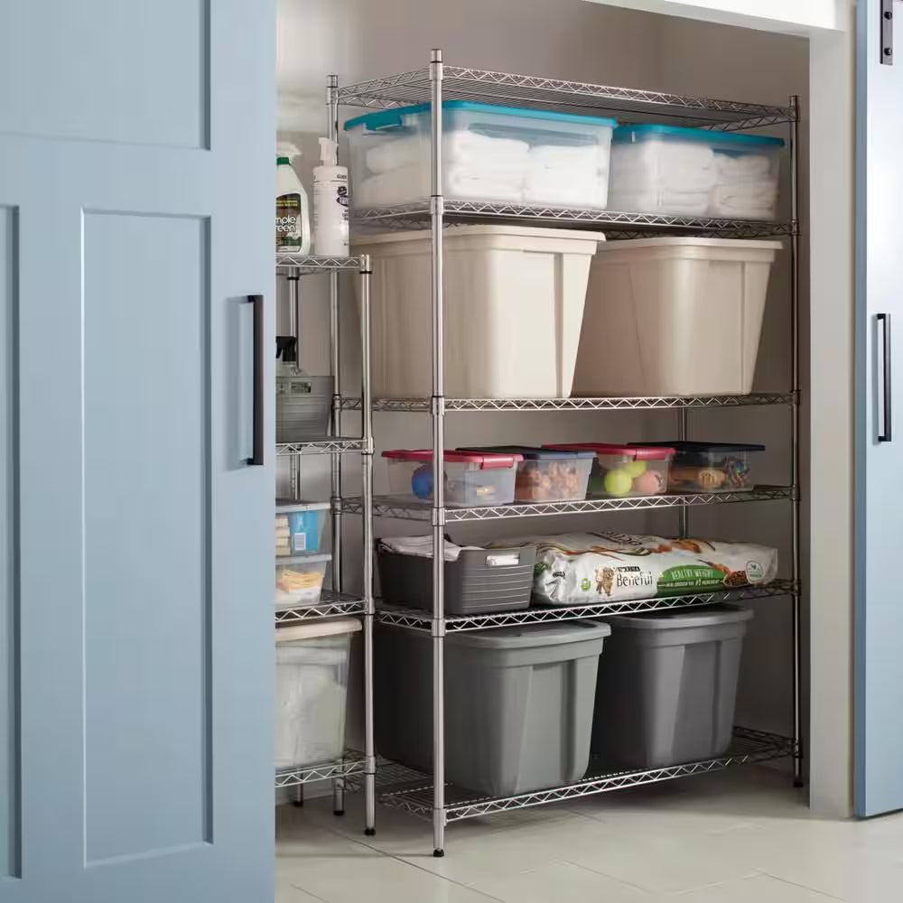 6-Tier Commercial Grade Heavy Duty Steel Wire Shelving Unit in Chrome (48 In. W X 72 In. H X 18 In. D)