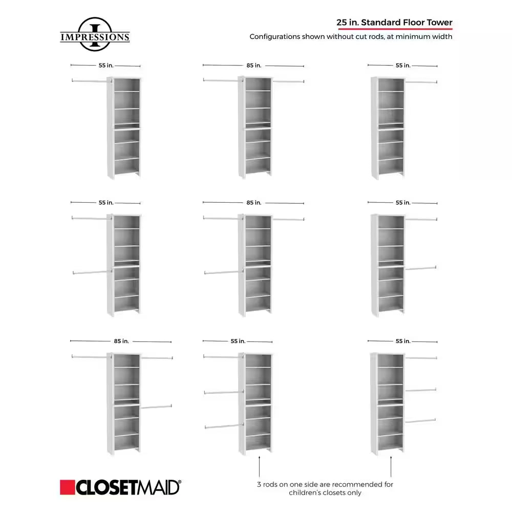 Impressions Basic plus 60 In. W - 120 In. W White Wood Closet System