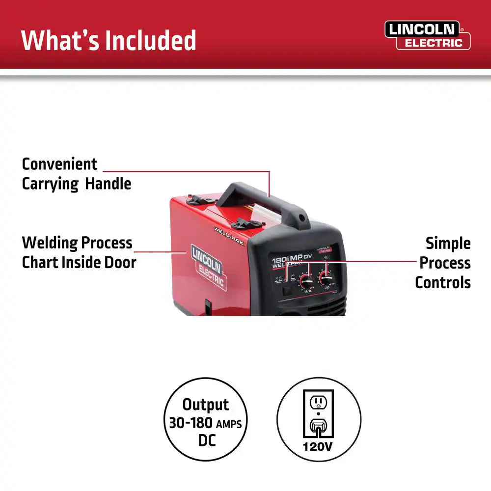 180 Amp Weld-Pak 180I Multi-Process Stick/Mig/Flux-Core/Tig, 120V or 230V Aluminum Welder with Spool Gun Sold Separately