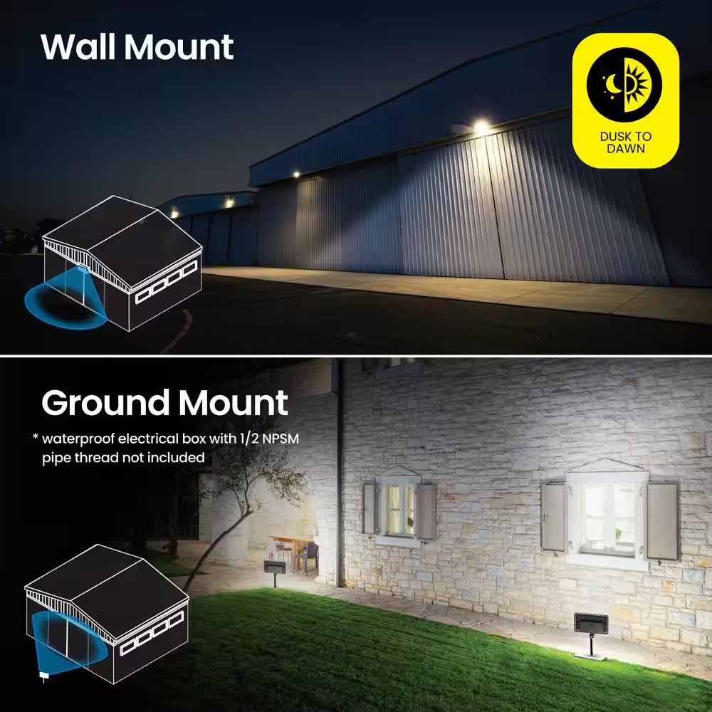 15000 Lumen Select Integrated LED Selectable 5CCT Bronze Dusk to Dawn or Motion Commercial Ground/Wall Flood Light