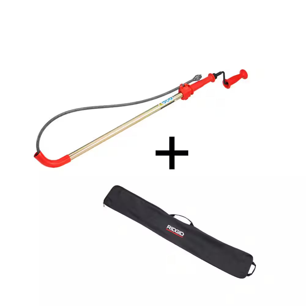 K-6P Hybrid Toilet Snake Auger, 6 Ft. Cable with Integrated Bulb Head and Convenient Storage Bag Bundle