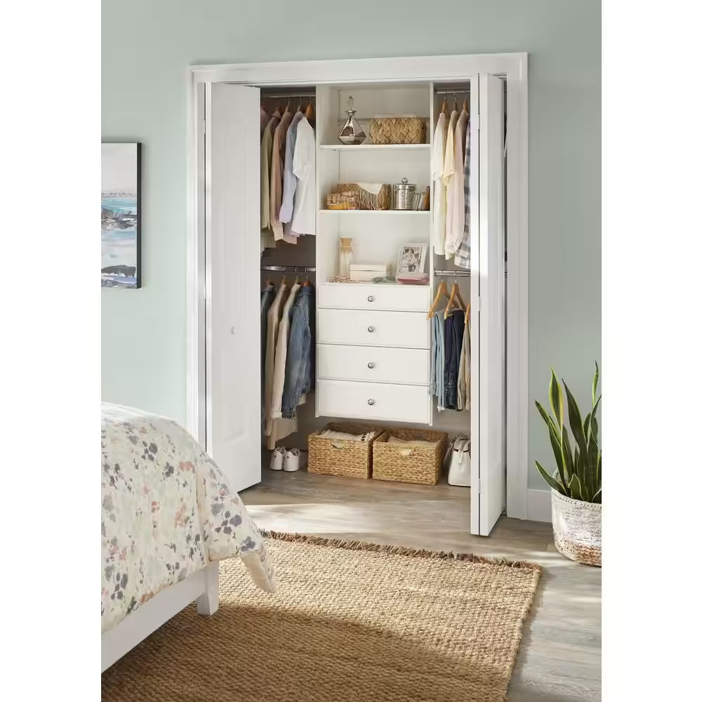 Ultimate 60 In. W - 96 In. W Tower Wall Mount 6-Shelf Wood Closet System