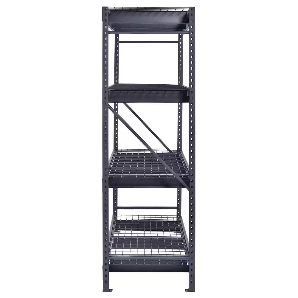 4-Shelf Metal Industrial Duty Freestanding Garage Storage Shelving Unit in Black (77 In. W X 72 In. H X 24 In. D)