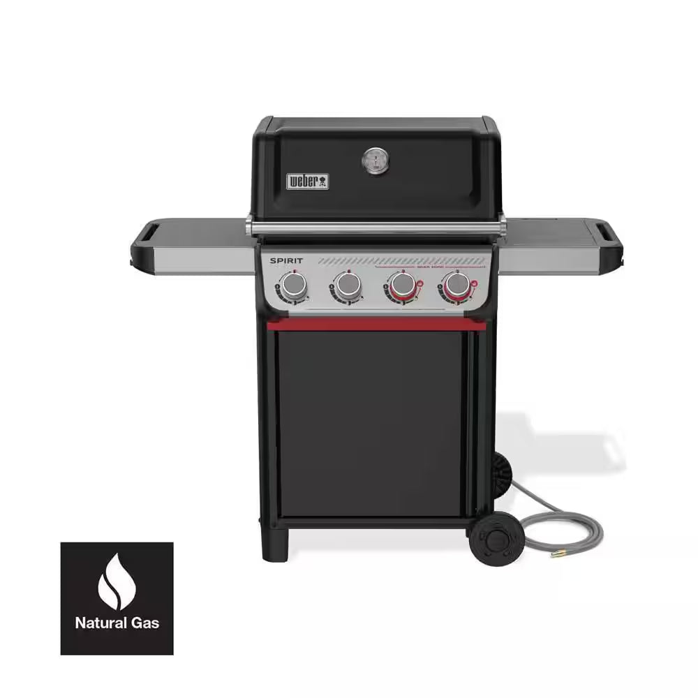 Spirit SB-E-425 4-Burner Natural Gas Grill in Black with Sear Zone,  Works Compatibility, and Grill Cover