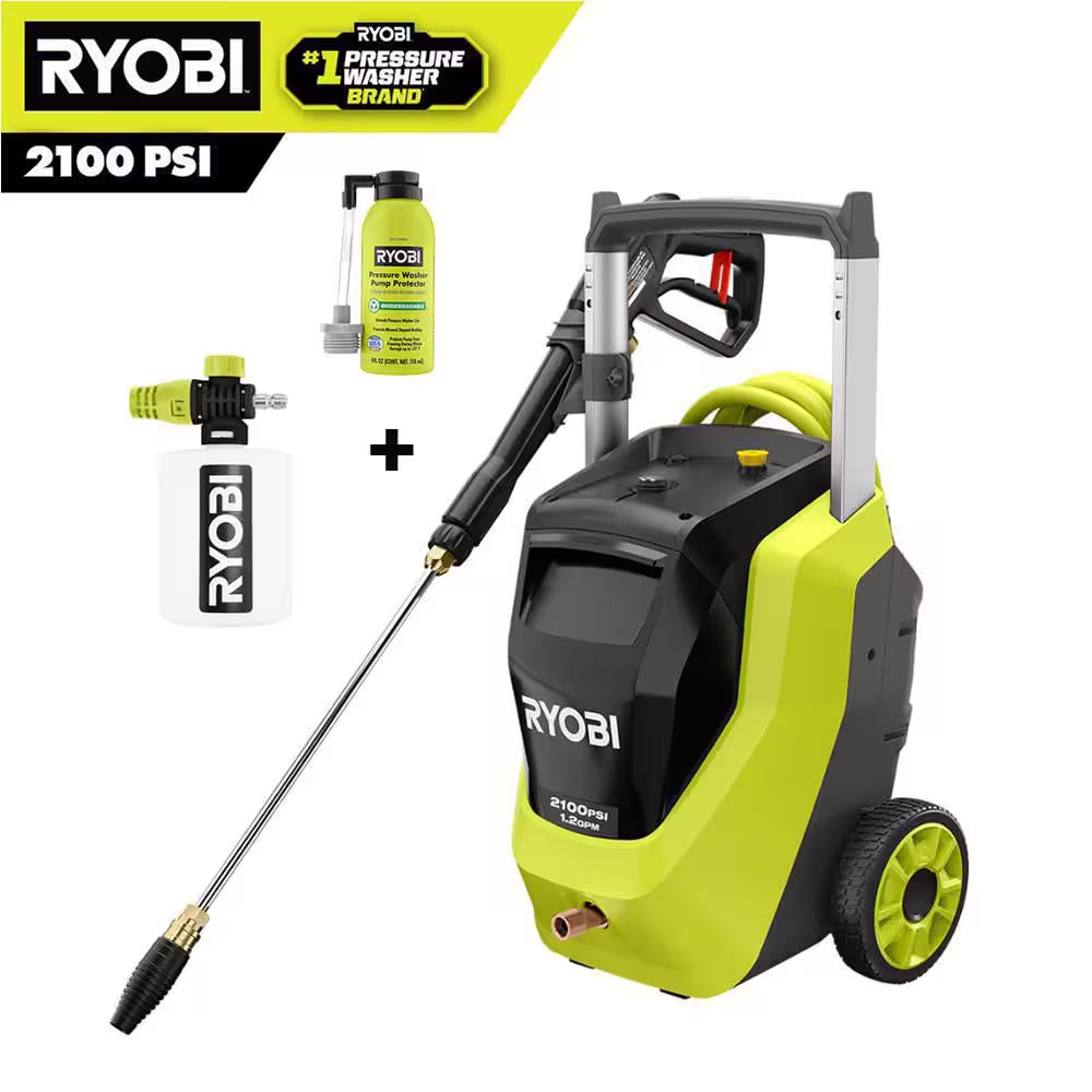 2100 PSI 1.2 GPM Cold Water Corded Electric Pressure Washer with Foamer and 4 Oz. Pump Protector
