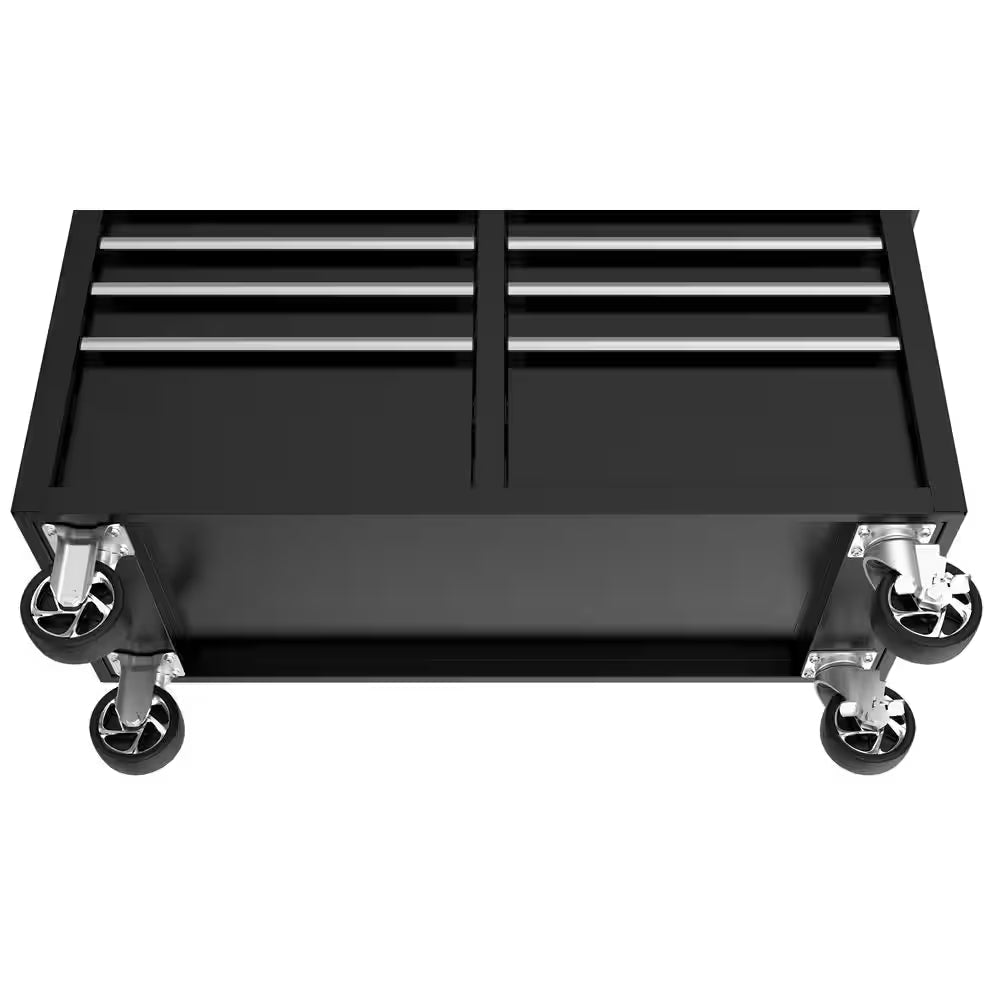 Tool Storage 46 In. W X 18 In. D 9-Drawer Mobile Workbench Cabinet in Gloss Black