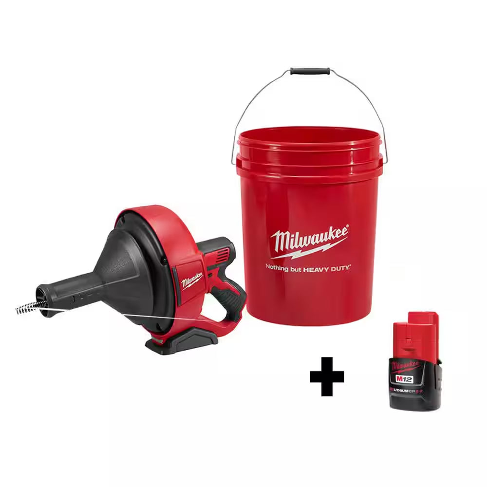 M12 12V Lithium-Ion Cordless Auger Snake Drain Cleaning Kit M12 with 2.0Ah Battery