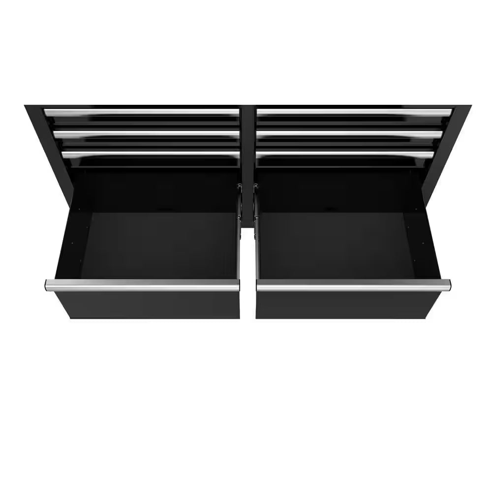 Tool Storage 46 In. W X 18 In. D 9-Drawer Mobile Workbench Cabinet in Gloss Black