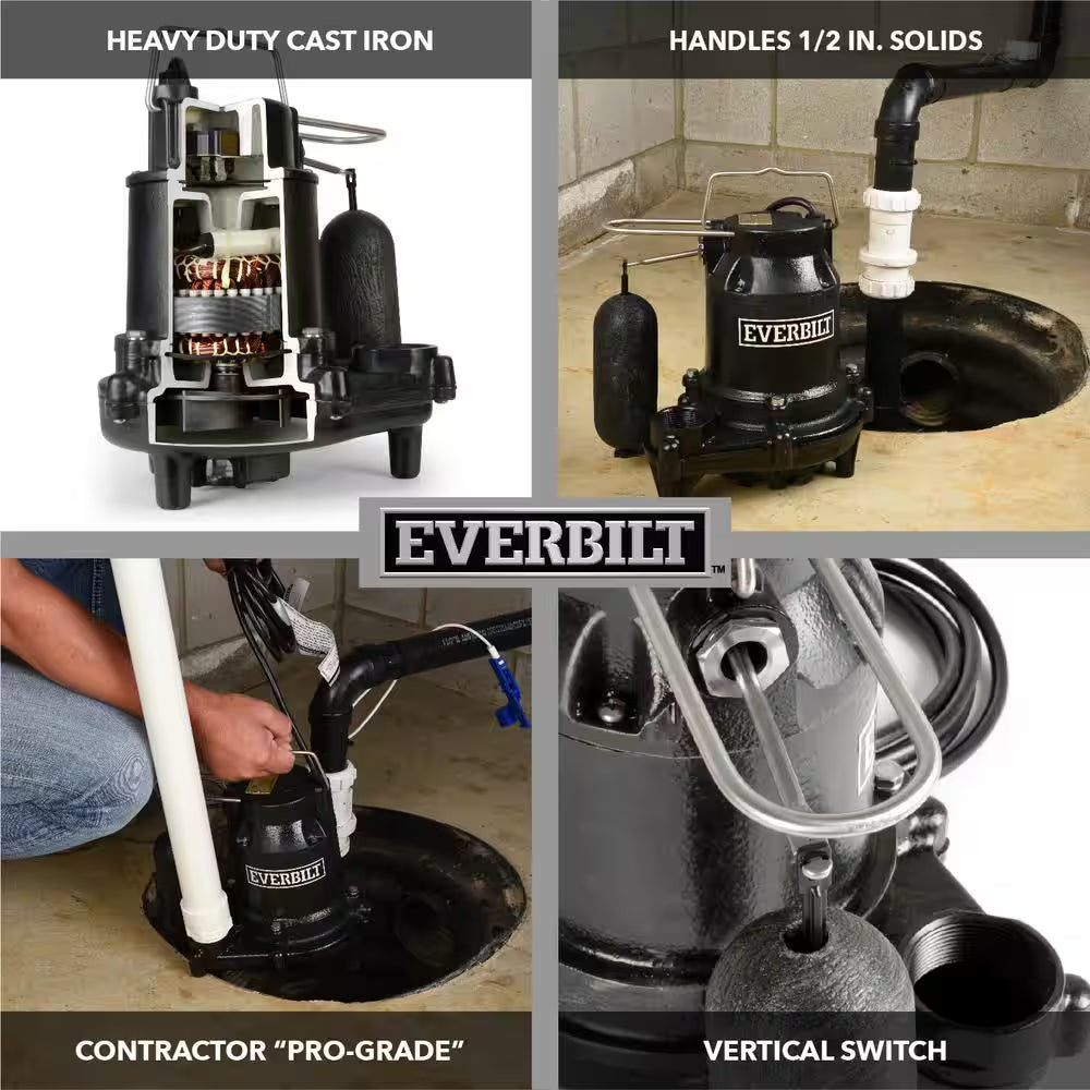 1/2 HP Cast Iron Submersible Sump Pump