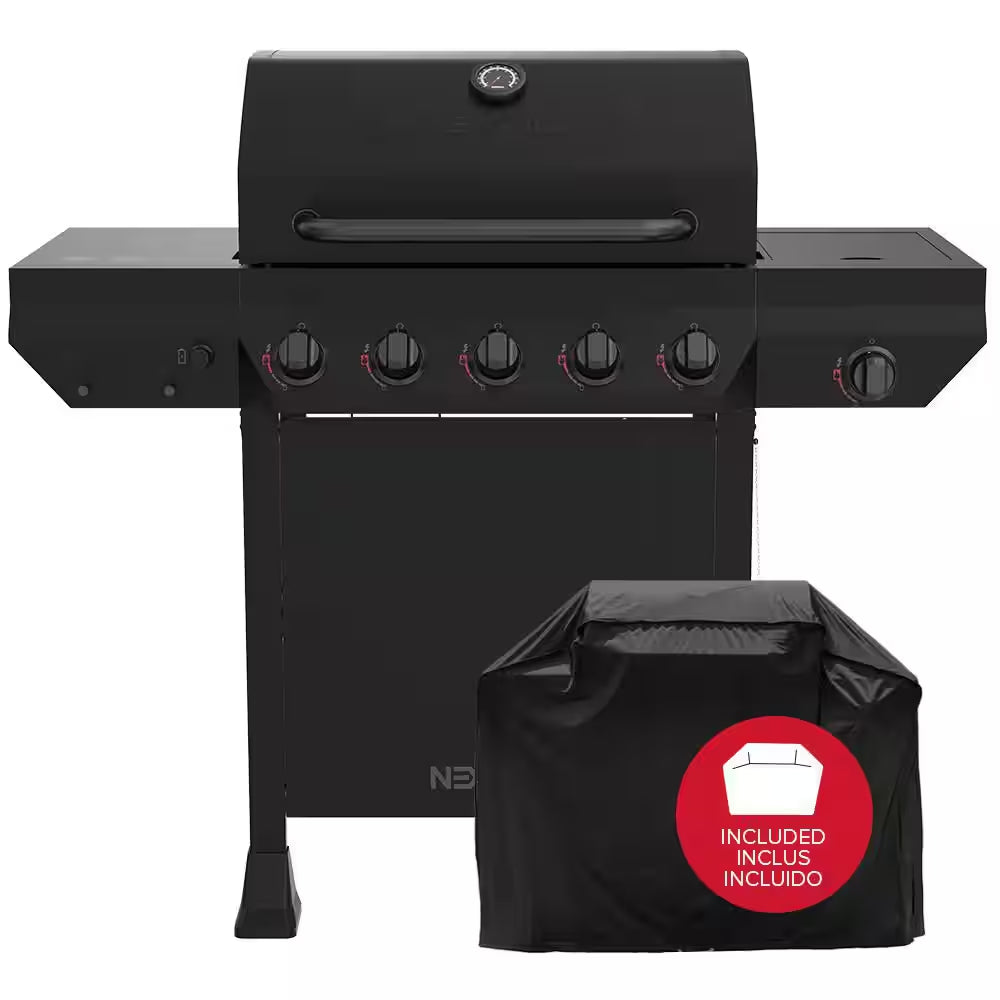 5-Burner Liquid Propane Gas Grill in Graphite Black with Side Burner