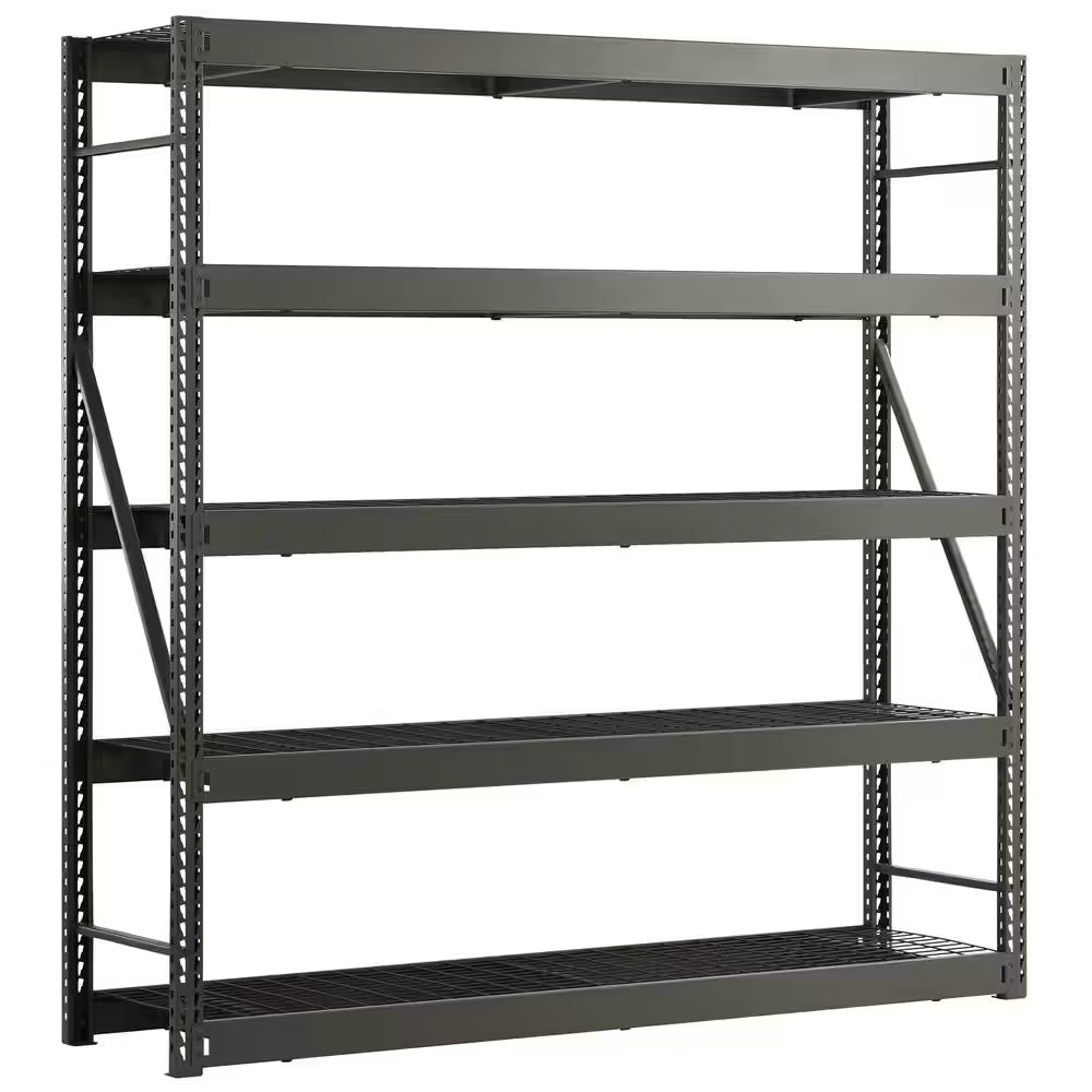 4-Shelf Metal Industrial Duty Freestanding Garage Storage Shelving Unit in Black (77 In. W X 72 In. H X 24 In. D)