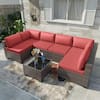 7-Piece Wicker Outdoor Sectional Set with Cushion Sand