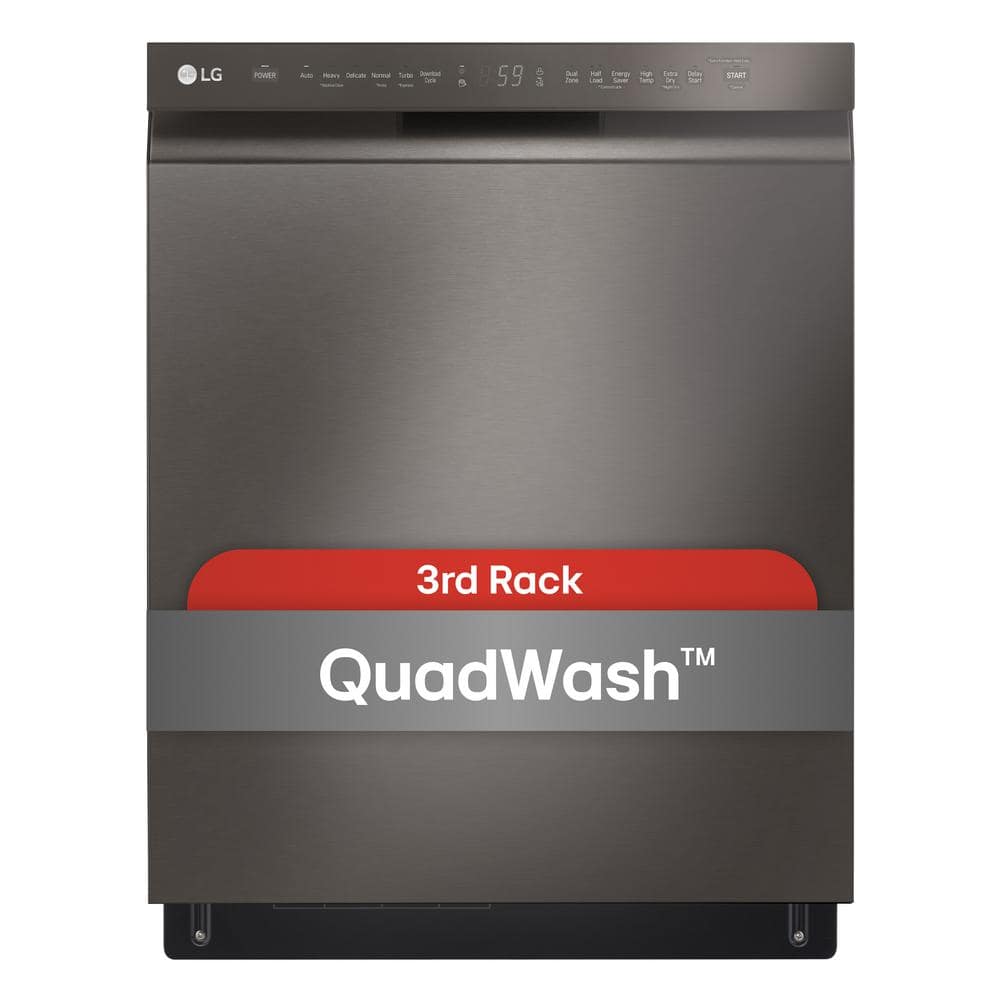 24 in. PrintProof Black Stainless Steel Front Control Dishwasher