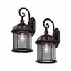 Wickford 15.4 In. 1-Light Weathered Bronze Hardwired Outdoor Wall Light Lantern Porch Sconce with Clear Glass (2-Pack)