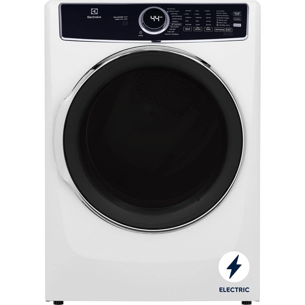 8 cu. ft. vented Front Load Stackable Electric Dryer in Titanium with LuxCare Dry and Perfect Steam